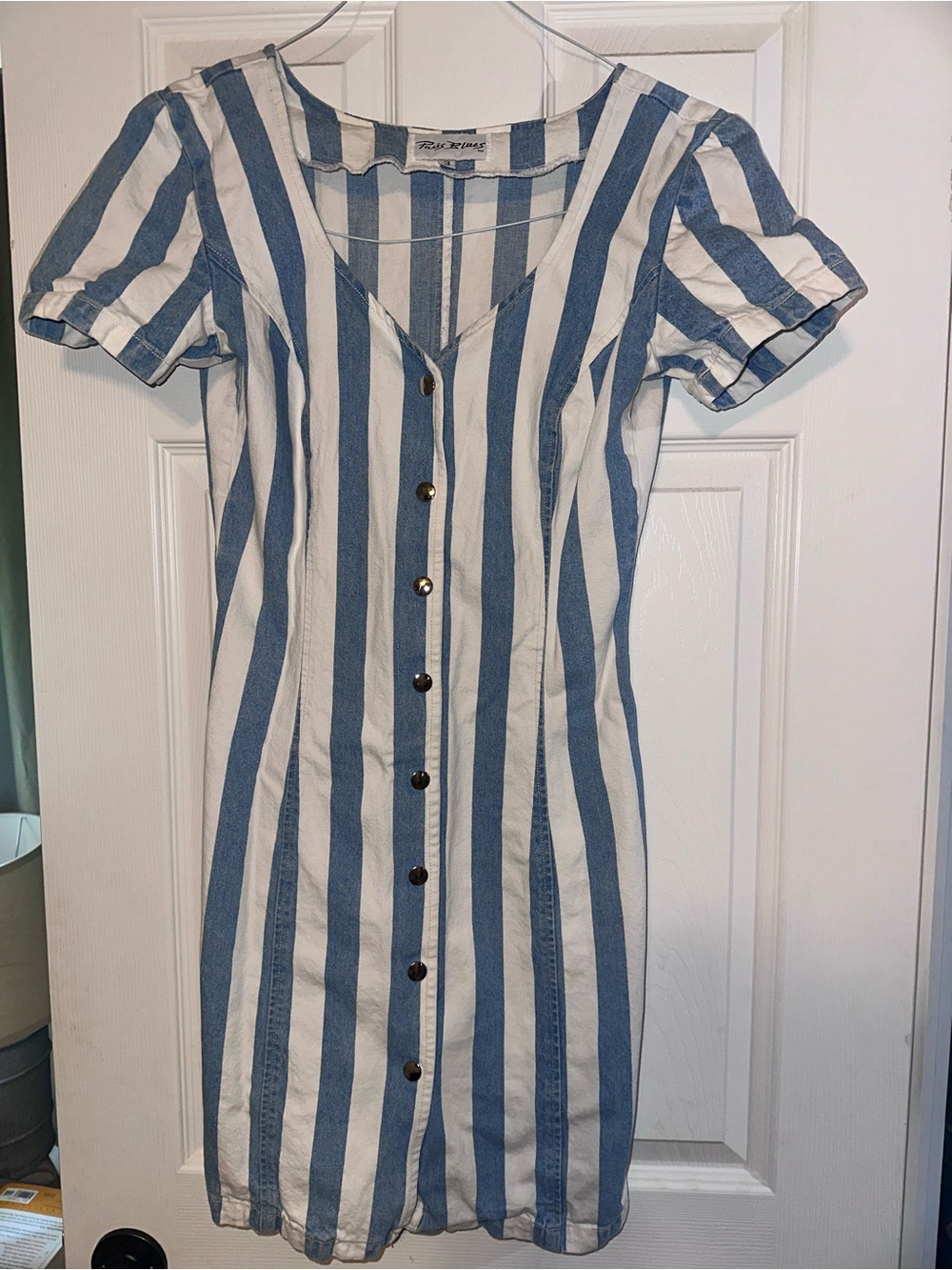 Paris Blues Blue and White Striped Button-Front Women's Dress